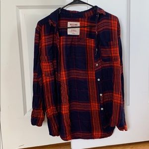 Blue and red women’s slightly worn flannel.